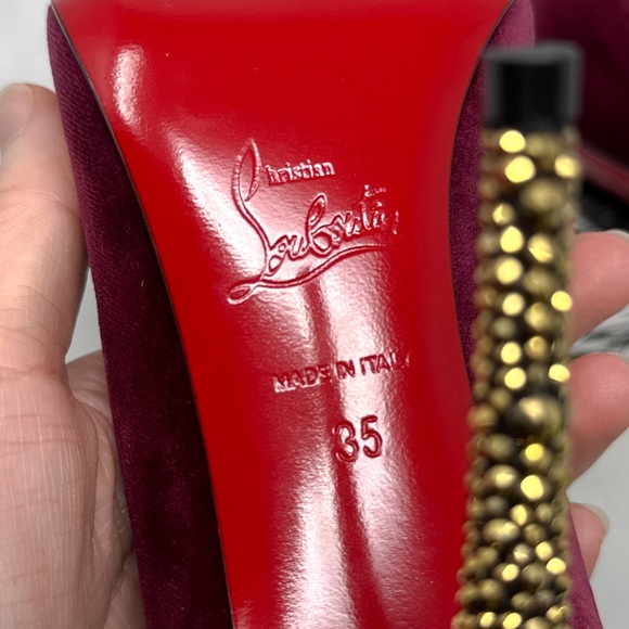 NEW Christian Louboutin Hot Chick Kiss Swarovski Crystal Velvet Pointed Toe Heel - Picture 12 of 16